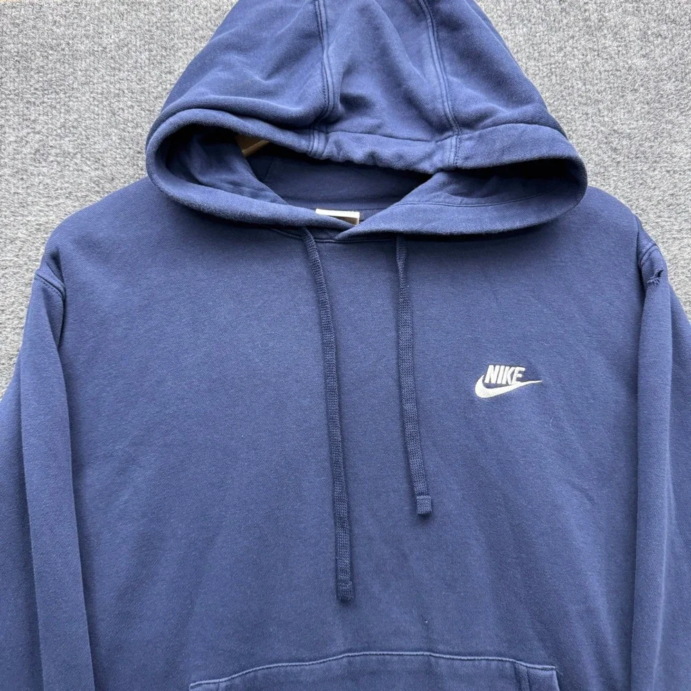 Nike Sportswear Hoodie Mens Large Navy Blue Long Sleeve Fleece Pullover Athletic